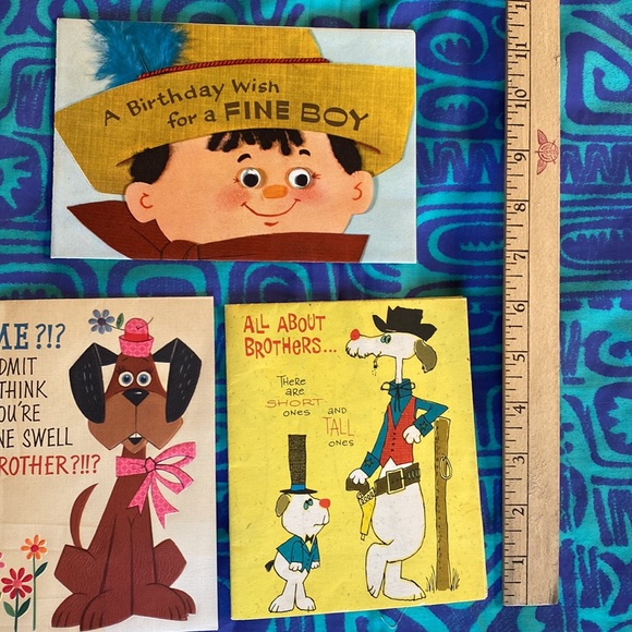 Vintage 1960’s Boy Brother Birthday Cards Lot of 4 - Picture 4 of 11